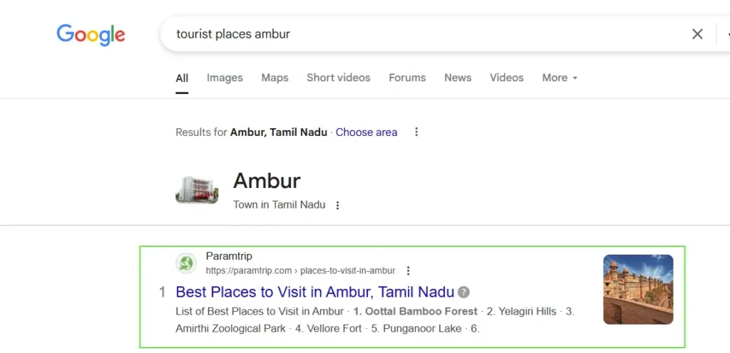 Tourist places ambur