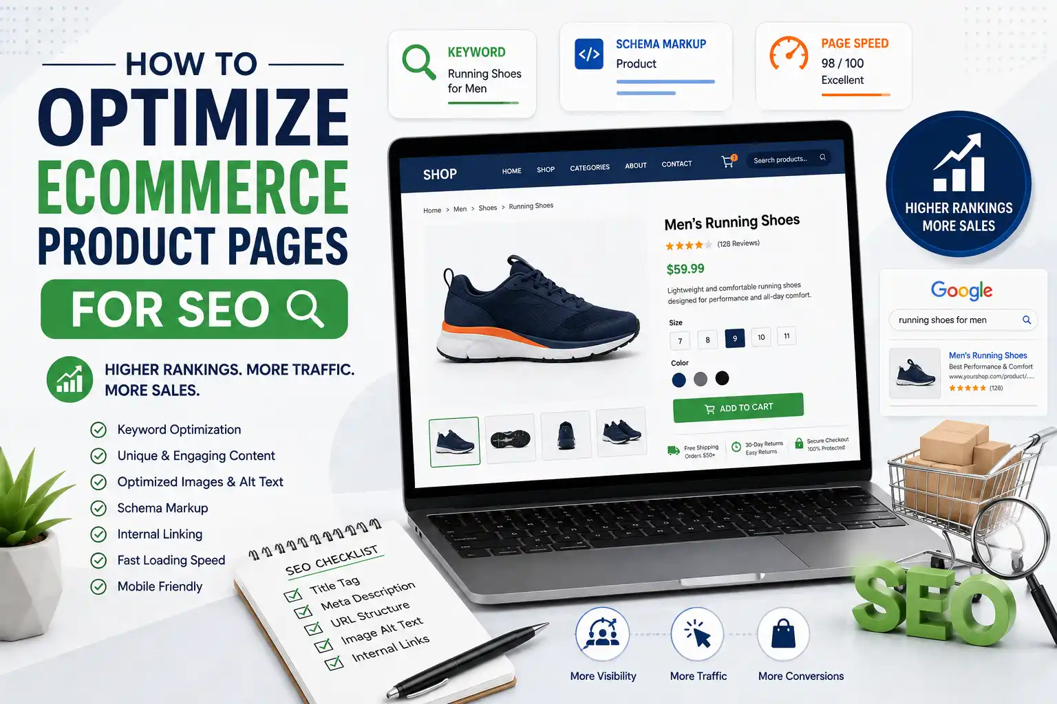 Ecommerce product page SEO optimization infographic